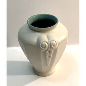 Vintage Coors Pottery Vase Golden Colorado Rams Horn Scroll Design Art Deco